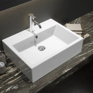 Lavabo da appoggio rettangolare con troppopieno 53x41x15 cm Bianco