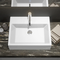 Lavabo da appoggio rettangolare con troppopieno 53x41x15 cm Bianco