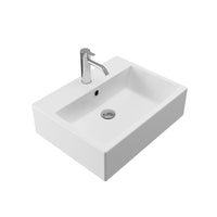 Lavabo da appoggio rettangolare con troppopieno 53x41x15 cm Bianco