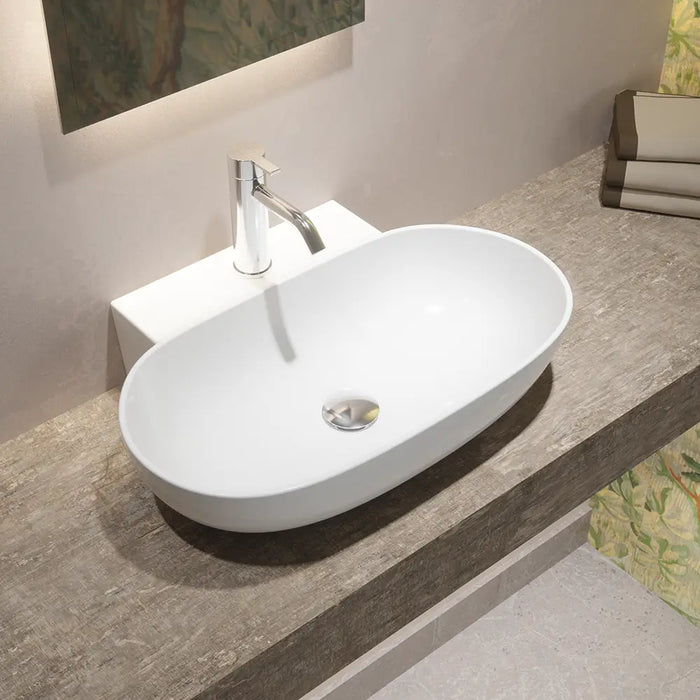 Lavabo da appoggio ovale 56x39x12,5 cm Bianco