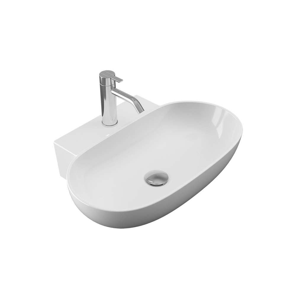 Lavabo da appoggio ovale 56x39x12,5 cm Bianco