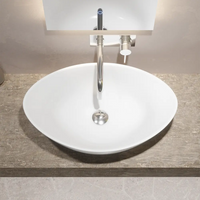 Lavabo da appoggio in ceramica ovale con troppopieno 58x38,5x19,5 cm 