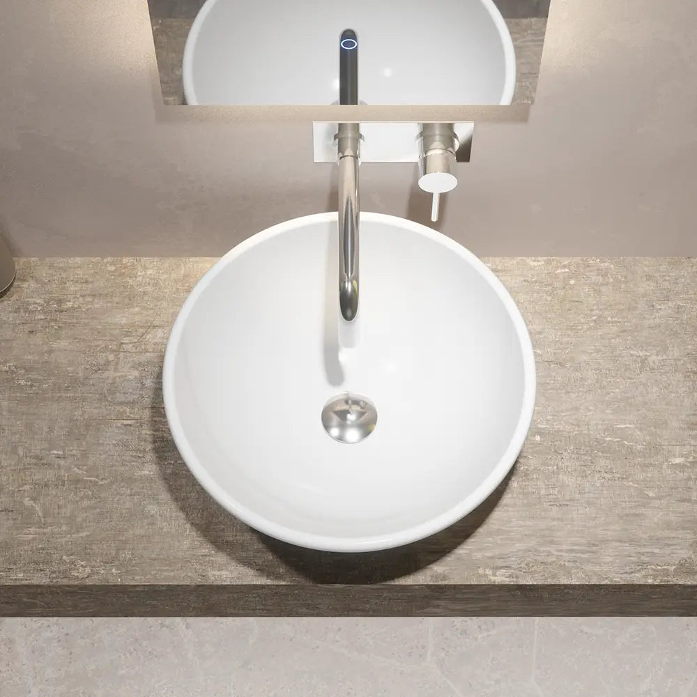 Lavabo da appoggio tondo 41x41x16 cm Bianco