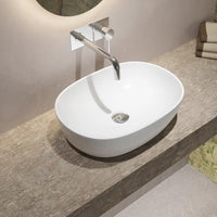 Lavabo da appoggio ovale con bordo slim 49x36x13,5 cm Bianco