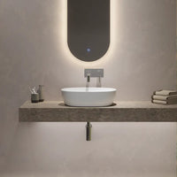 Lavabo da appoggio ovale con bordo slim 49x36x13,5 cm Bianco