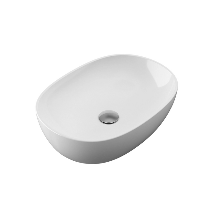 Lavabo da appoggio ovale con bordo slim 49x36x13,5 cm Bianco