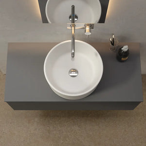 Lavabo da appoggio tondo 41,5x41,5x15,5 cm Bianco opaco