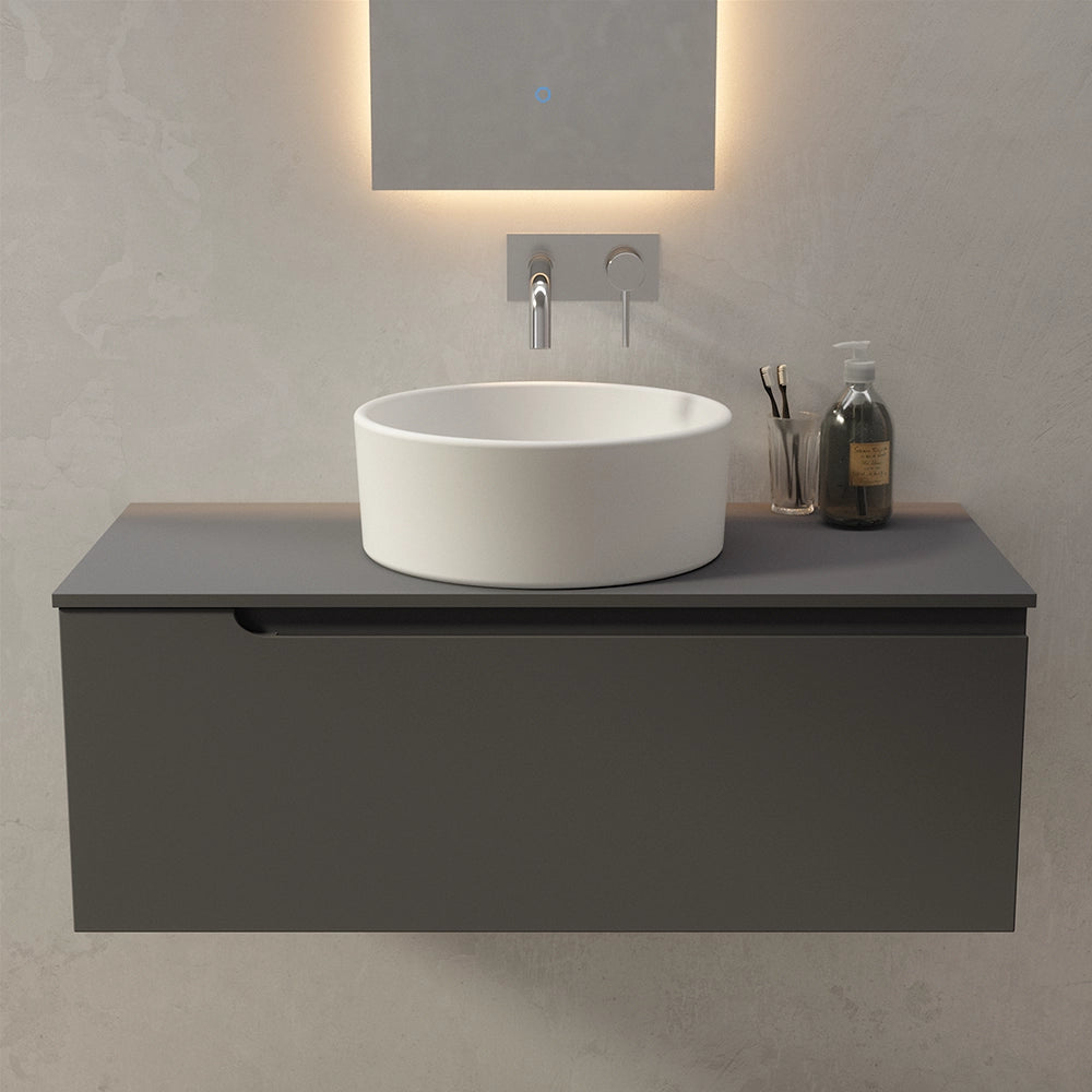 Lavabo da appoggio tondo 41,5x41,5x15,5 cm Bianco opaco