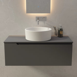 Lavabo da appoggio tondo 41,5x41,5x15,5 cm Bianco opaco