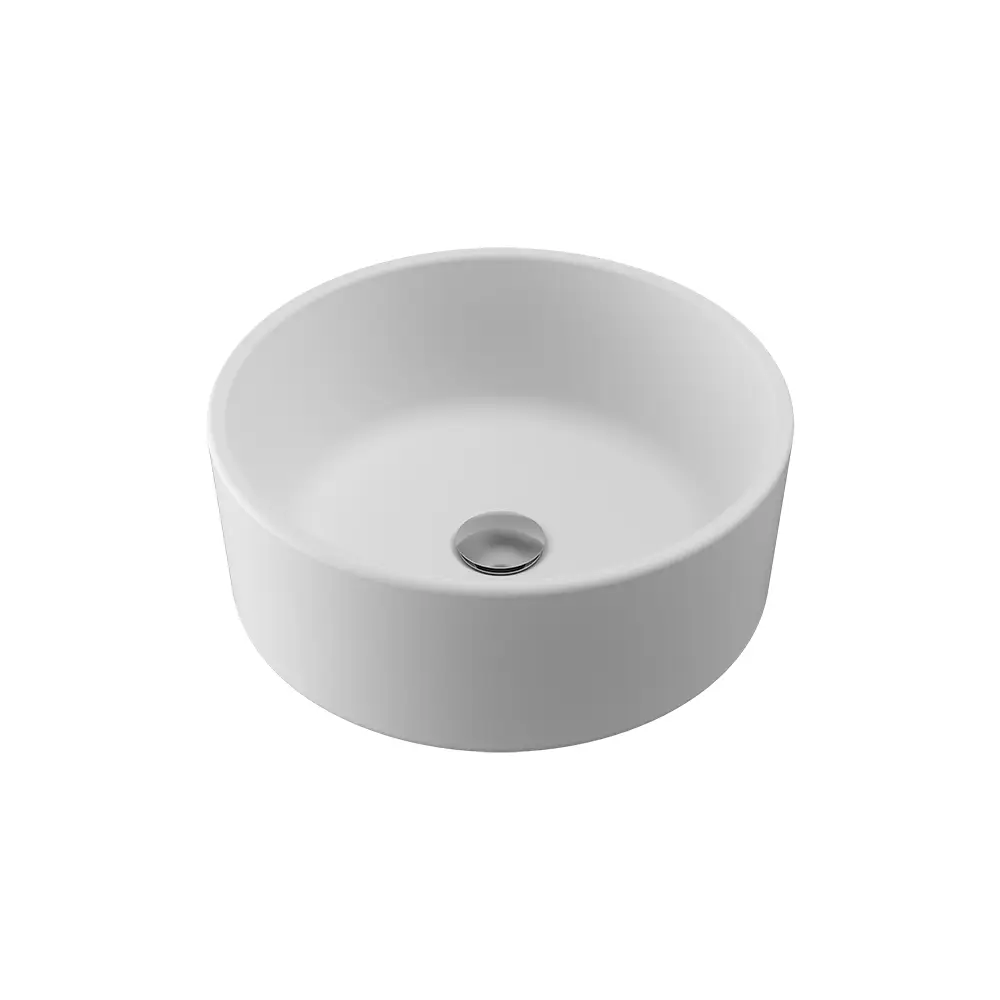 Lavabo da appoggio tondo 41,5x41,5x15,5 cm Bianco opaco