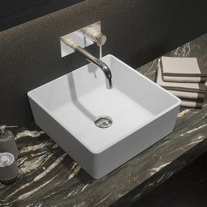 Lavabo da appoggio quadrato 39,5x39,5x14 cm Bianco