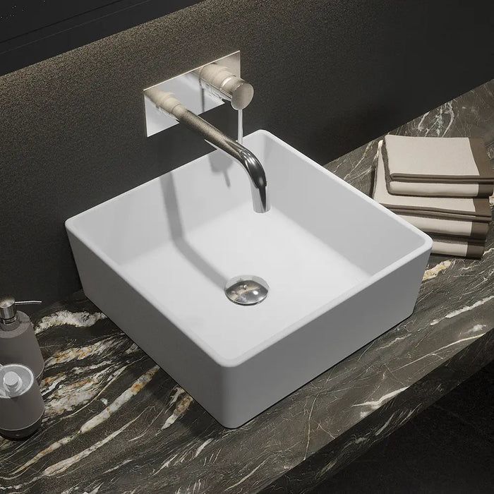 Lavabo da appoggio quadrato 39,5x39,5x14 cm Bianco