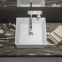 Lavabo da appoggio quadrato 39,5x39,5x14 cm Bianco