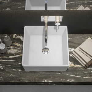 Lavabo da appoggio quadrato 39,5x39,5x14 cm Bianco