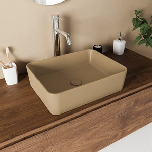 Lavabo da appoggio rettangolare 48x37x13,5 cm tortora | Caspio