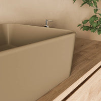 Lavabo da appoggio rettangolare 48x37x13,5 cm tortora | Caspio