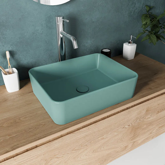 Lavabo da appoggio rettangolare 48x37x13,5 cm carta da zucchero | Caspio