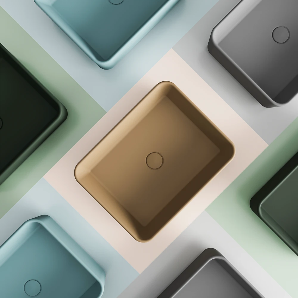 Lavabo da appoggio rettangolare 48x37x13,5 cm carta da zucchero | Caspio