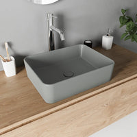 Lavabo da appoggio rettangolare 48x37x13,5 cm grigio | Caspio