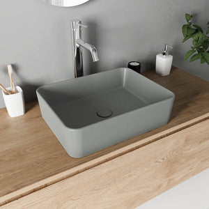 Lavabo da appoggio rettangolare 48x37x13,5 cm grigio | Caspio