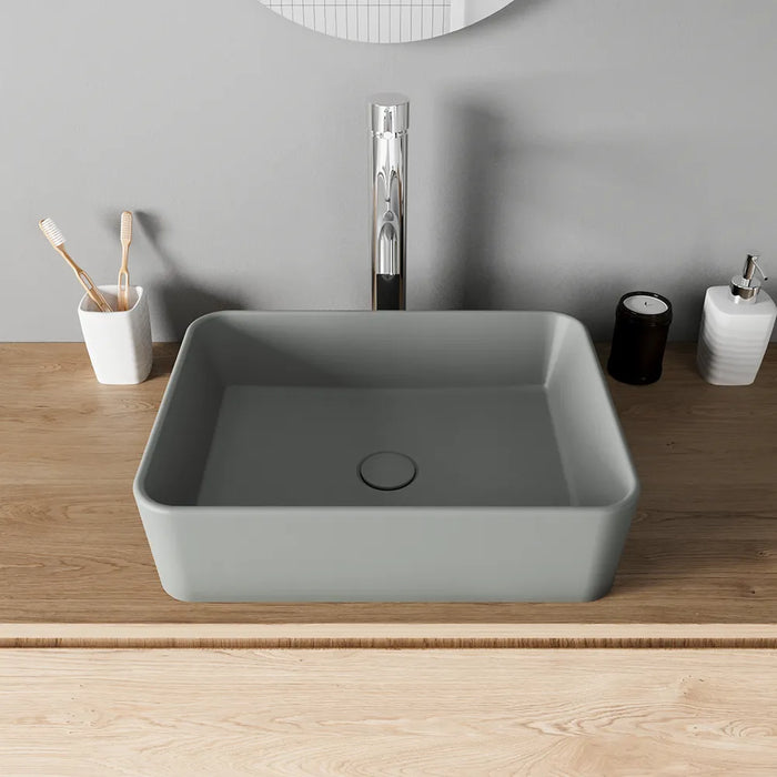 Lavabo da appoggio rettangolare 48x37x13,5 cm grigio | Caspio