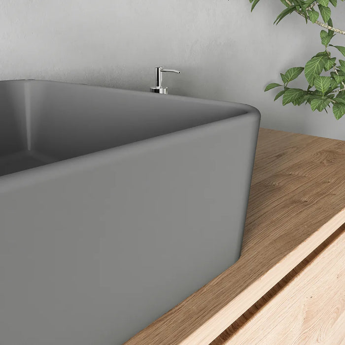 Lavabo da appoggio rettangolare 48x37x13,5 cm grigio | Caspio