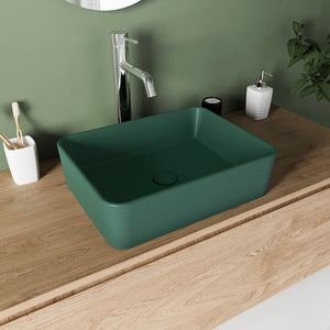 Lavabo da appoggio rettangolare 48x37x13,5 cm verde | Caspio