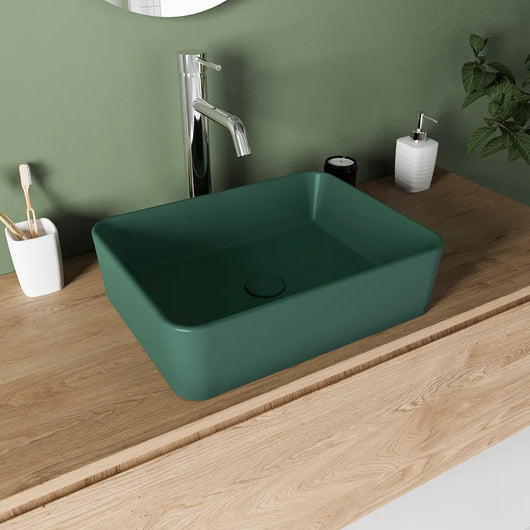 Lavabo da appoggio rettangolare 48x37x13,5 cm verde | Caspio