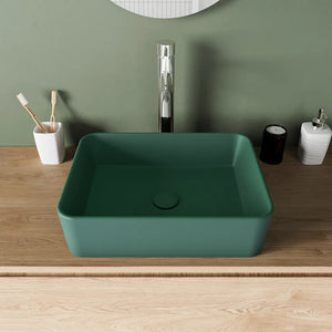 Lavabo da appoggio rettangolare 48x37x13,5 cm verde | Caspio