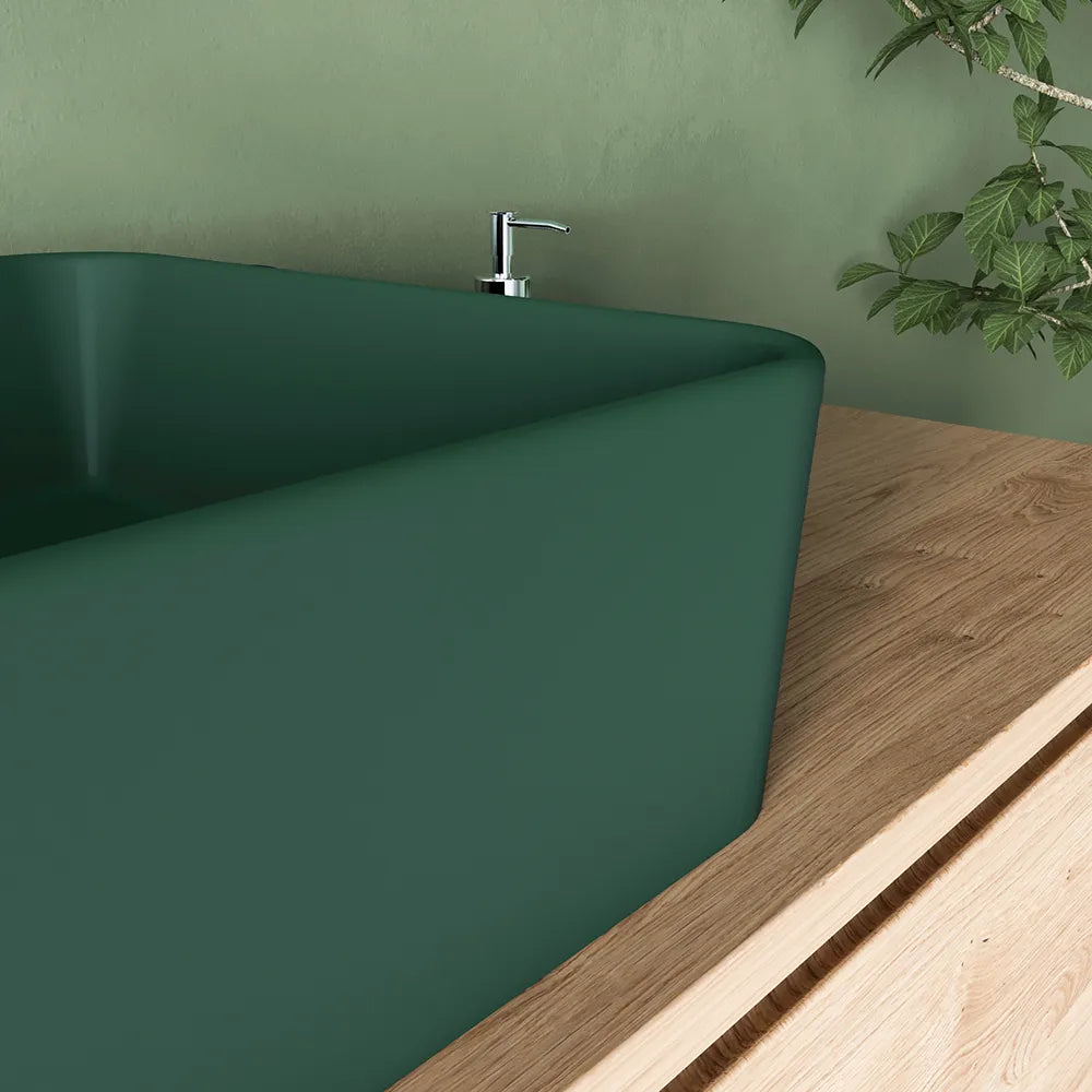 Lavabo da appoggio rettangolare 48x37x13,5 cm verde | Caspio