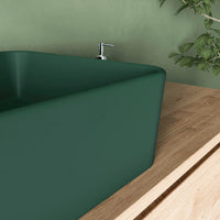 Lavabo da appoggio rettangolare 48x37x13,5 cm verde | Caspio