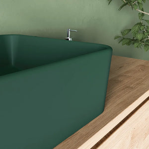 Lavabo da appoggio rettangolare 48x37x13,5 cm verde | Caspio