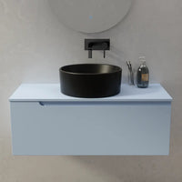 Lavabo da appoggio tondo 40x40x15,5 cm Nero opaco