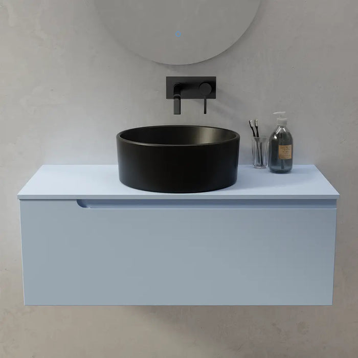 Lavabo da appoggio tondo 40x40x15,5 cm Nero opaco