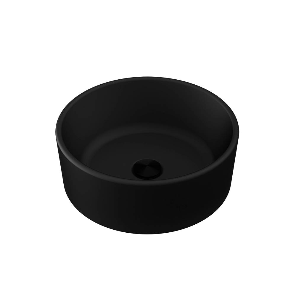 Lavabo da appoggio tondo 40x40x15,5 cm Nero opaco