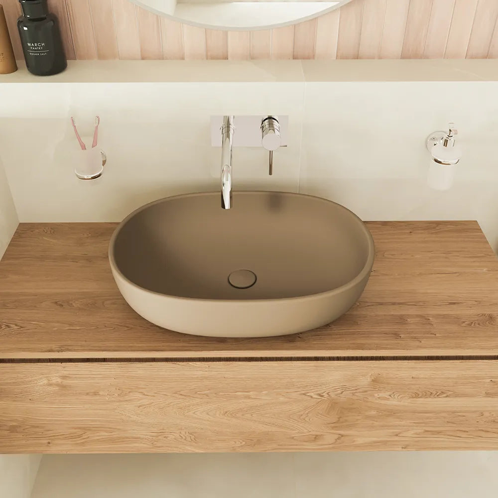 Lavabo da appoggio ovale 60x43x14,5cm tortora