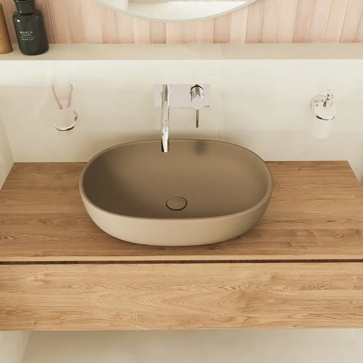 Lavabo da appoggio ovale 60x43x14,5cm tortora