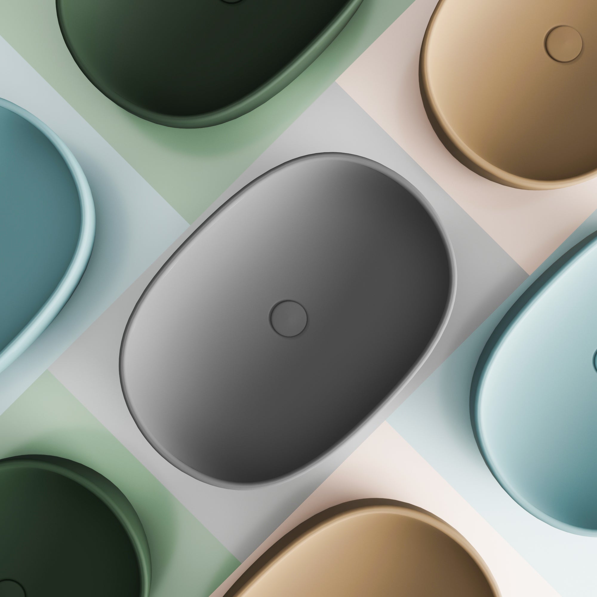 Lavabo da appoggio ovale 60x43x14,5cm tortora