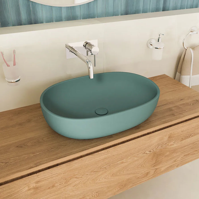 Lavabo da appoggio ovale 60x43x14,5 cm carta da zucchero