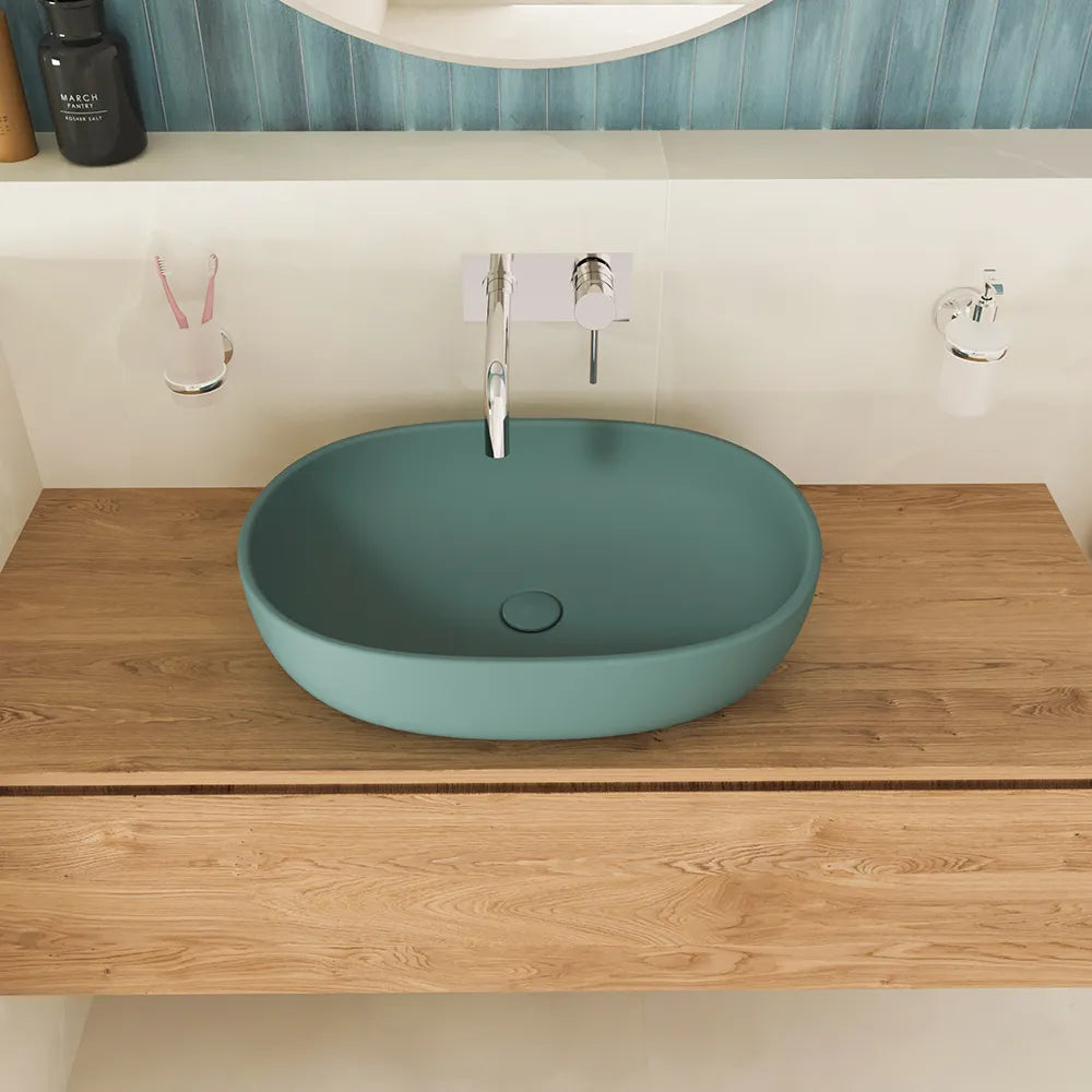 Lavabo da appoggio ovale 60x43x14,5 cm carta da zucchero