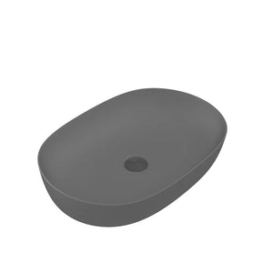 Lavabo da appoggio ovale con bordo slim 61x41x13,5 cm grigio opaco