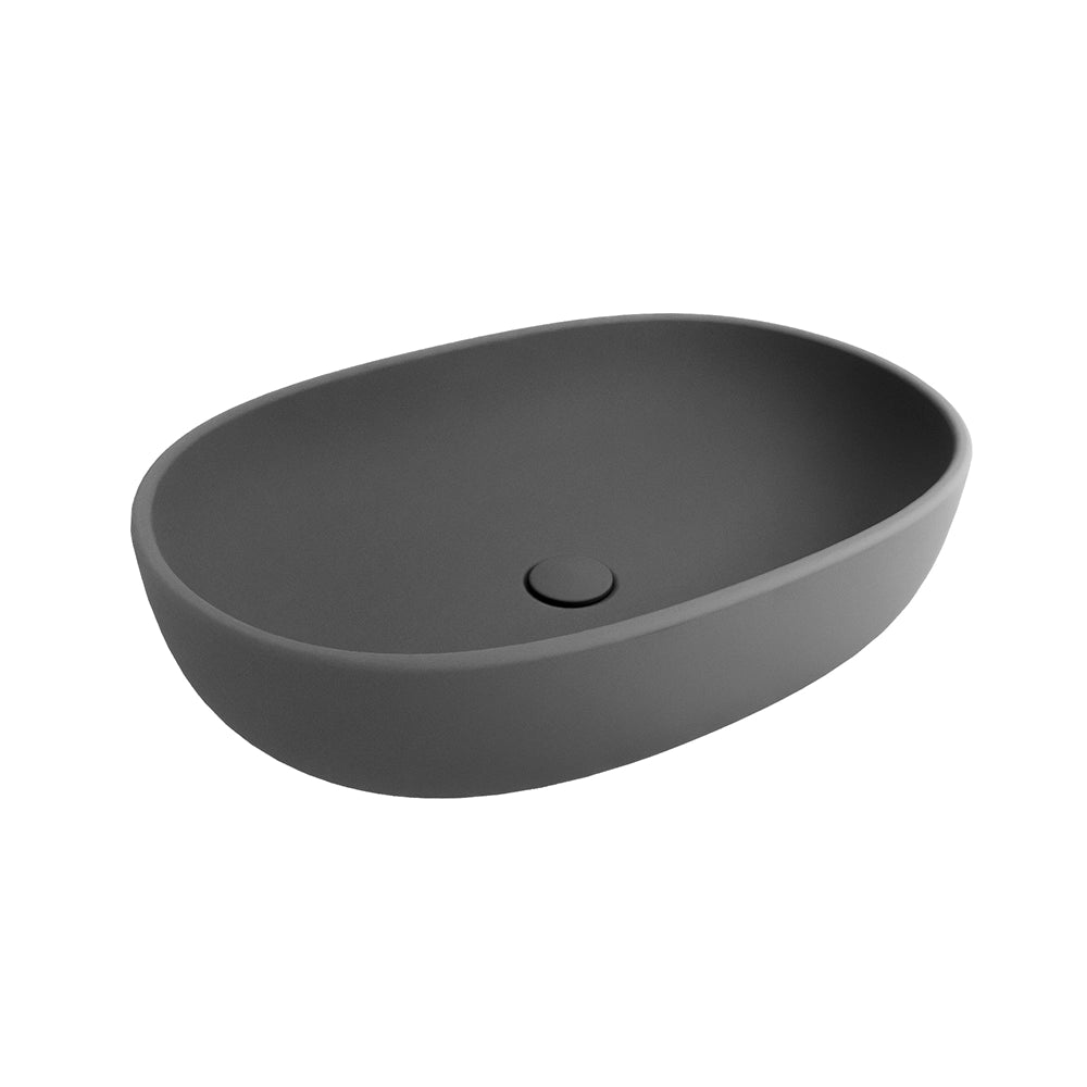 Lavabo da appoggio ovale 60x43x14,5cm grigio