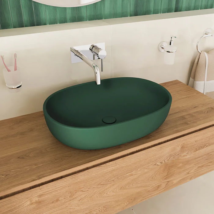 Lavabo da appoggio ovale 60x43x14,5cm verde