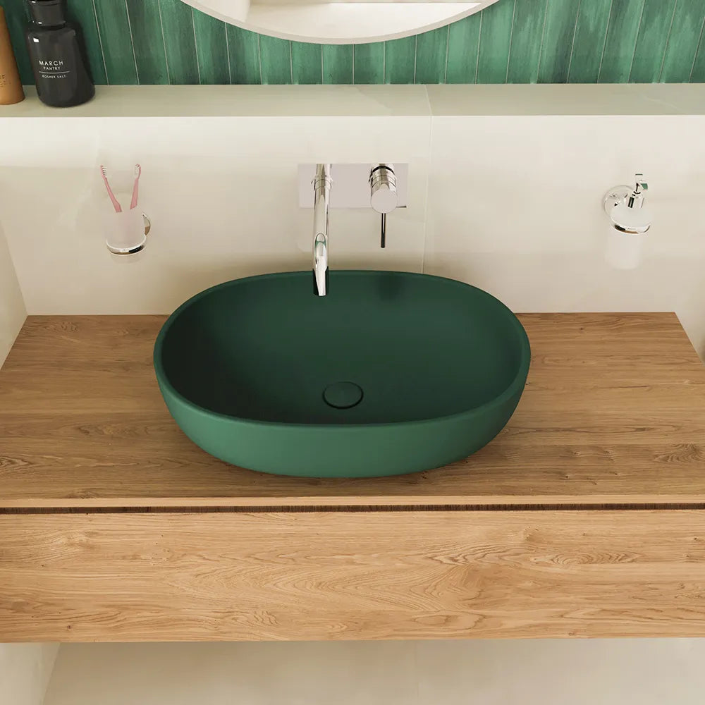 Lavabo da appoggio ovale 60x43x14,5cm verde