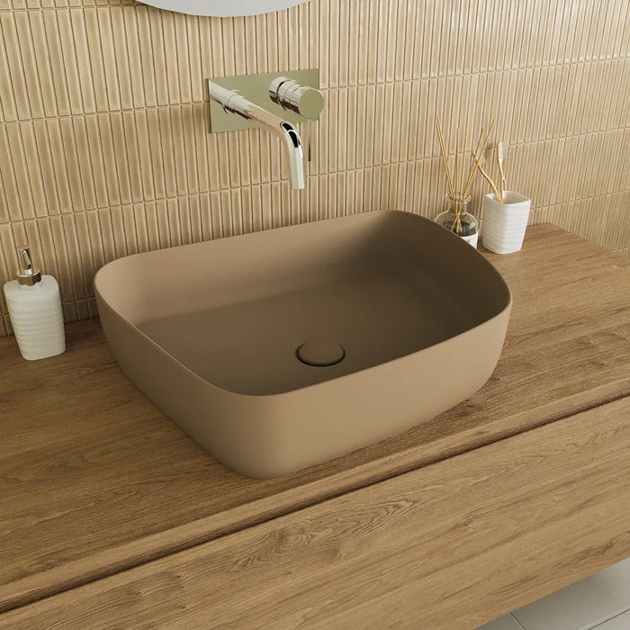 Lavabo da appoggio tondo 55,5x44x14 tortora | Persico