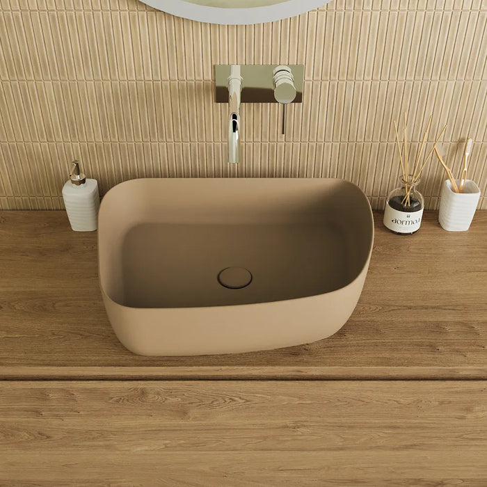 Lavabo da appoggio tondo 55,5x44x14 tortora | Persico