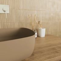 Lavabo da appoggio tondo 55,5x44x14 tortora | Persico