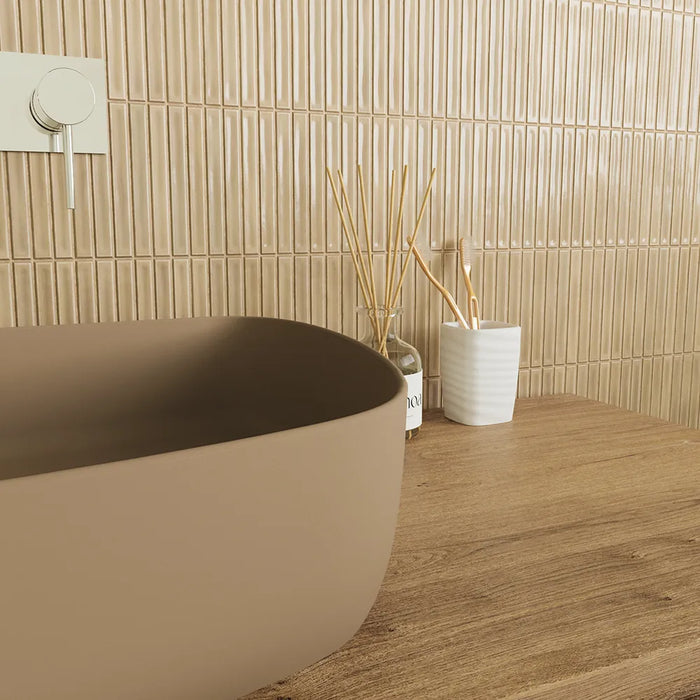 Lavabo da appoggio tondo 55,5x44x14 tortora | Persico