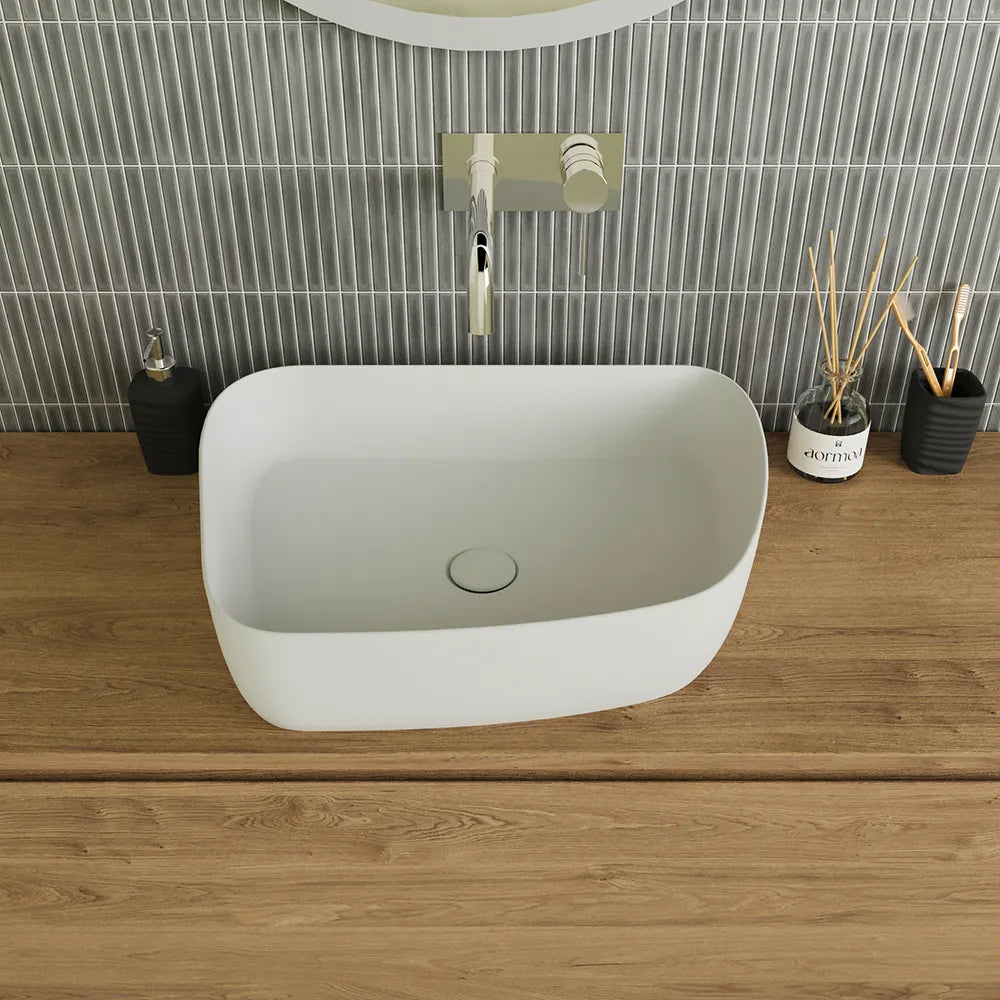 Lavabo da appoggio tondo 55,5x44x14 bianco opaco | Persico