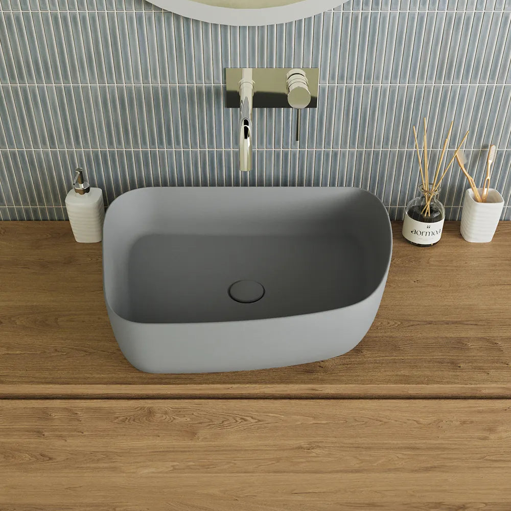 Lavabo da appoggio tondo 55,5x44x14 grigio | Persico